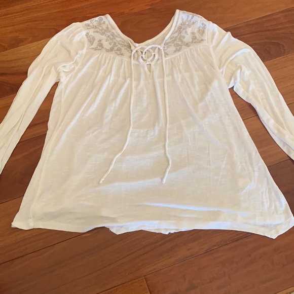 Sonoma Tops - Sonoma White Blouse With Floral Design Size S